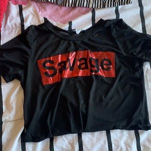 SEE THROUGH SAVAGE CROP TOP